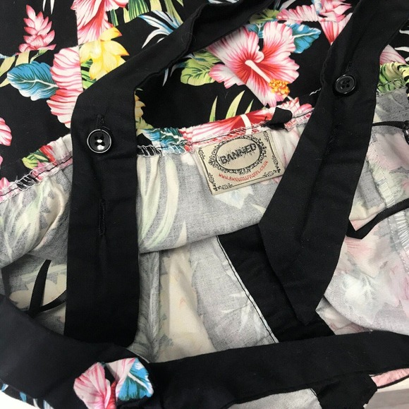 Banned Apparel Romper Womens Small Tropical Floral Print Retro Adjustable Straps - Picture 9 of 12